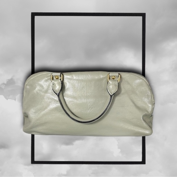 MIU MIU TWO WAY bowler satchel leather bag in bone color *custom* good cond 075H - Picture 3 of 11